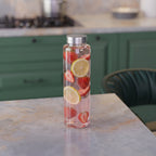 750 ML Glass Water Bottle with Steel & Black Cap