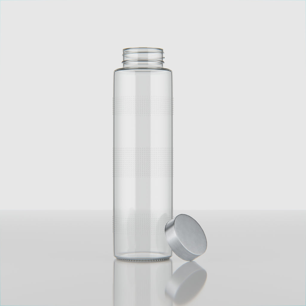 750 ML Glass Water Bottle with Steel & Black Cap