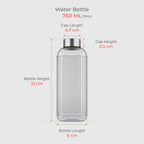 750 ML Strip Design Glass Water Bottle with Steel Cap
