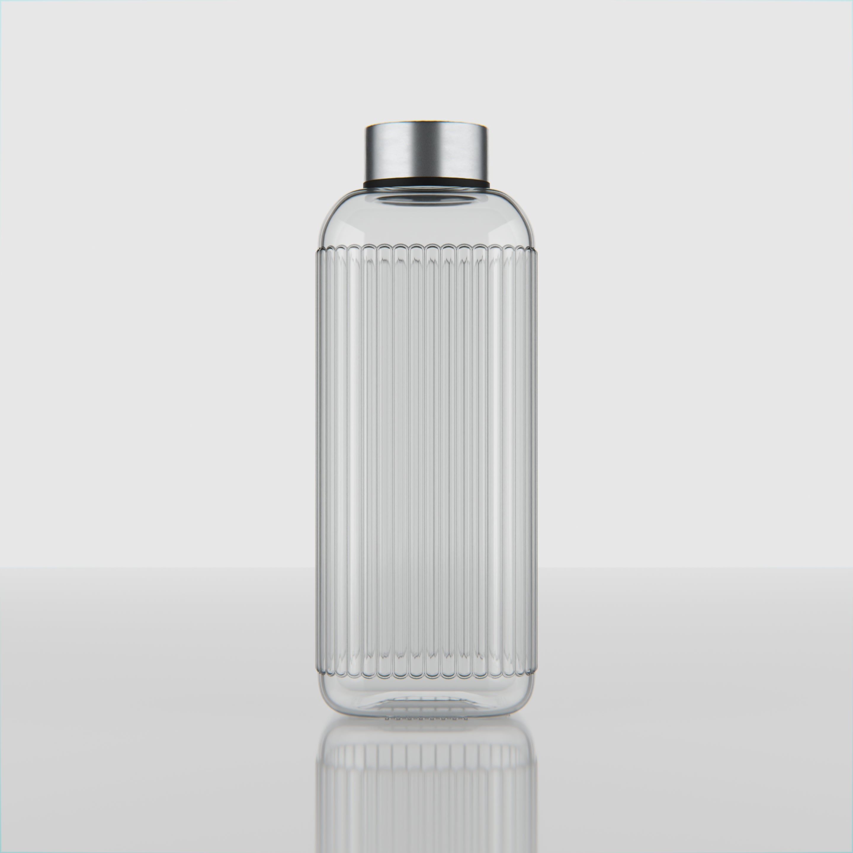 750 ML Strip Design Glass Water Bottle with Steel Cap