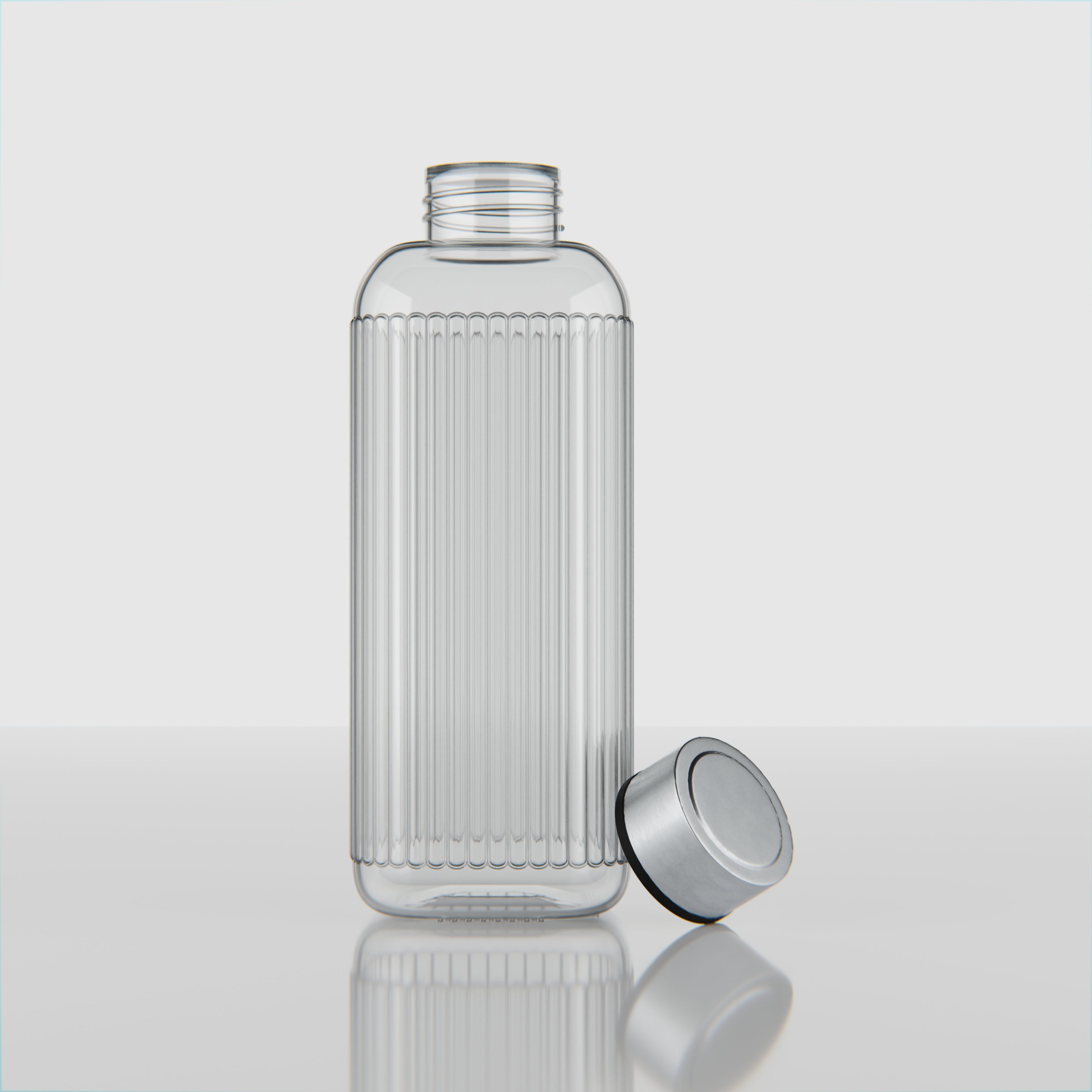 750 ML Strip Design Glass Water Bottle with Steel Cap