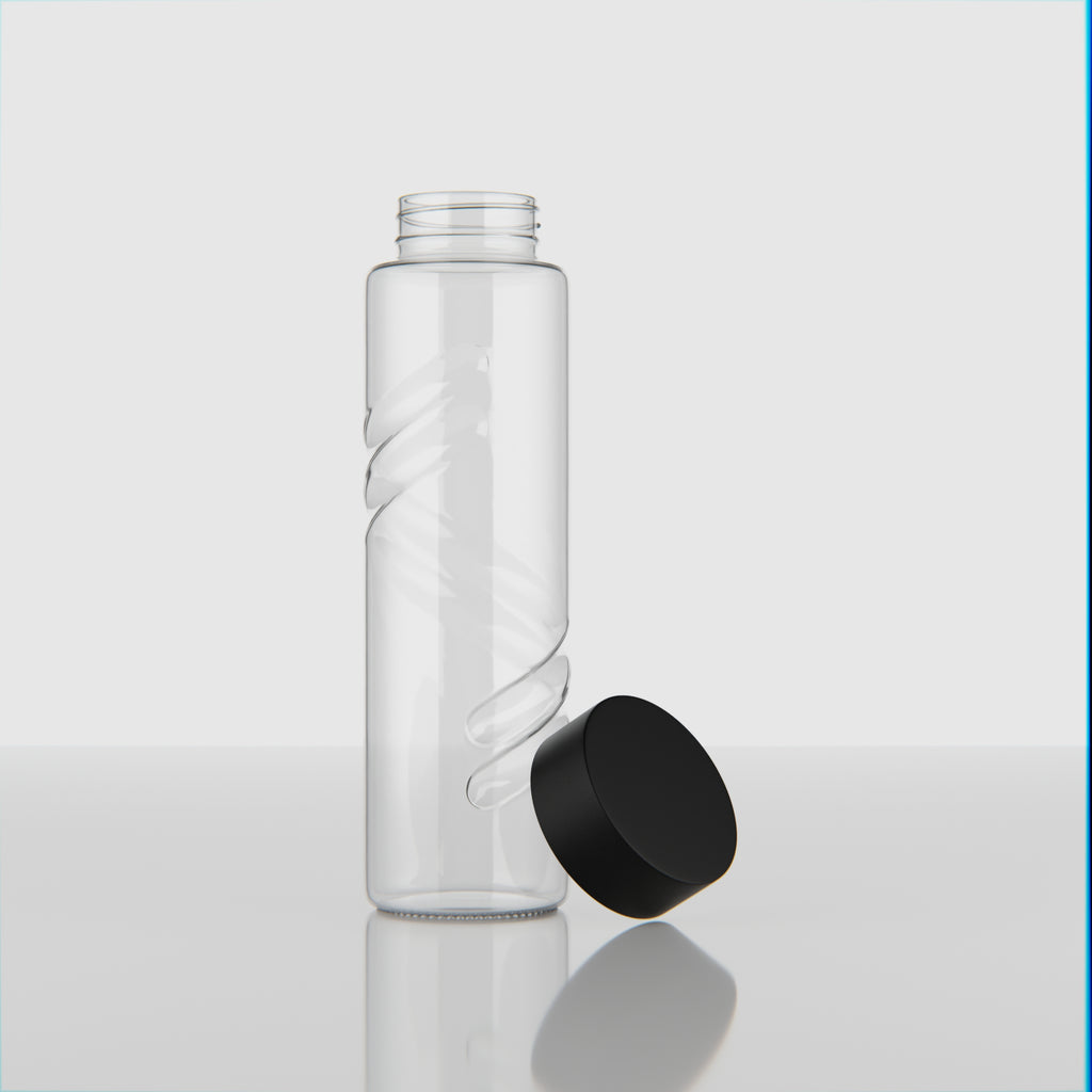 750 ML Twirl Glass Water Bottle with Steel & Black Cap