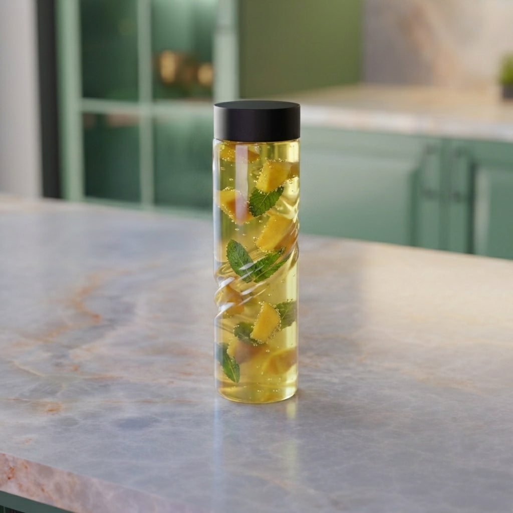 750 ML Twirl Glass Water Bottle with Steel & Black Cap