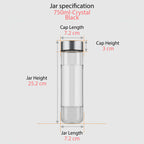 750 ML Crystal Glass Water Bottle with Steel & Black Cap