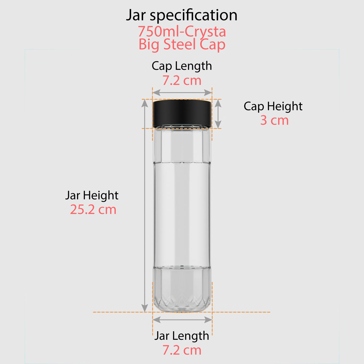 750 ML Crystal Glass Water Bottle with Steel & Black Cap