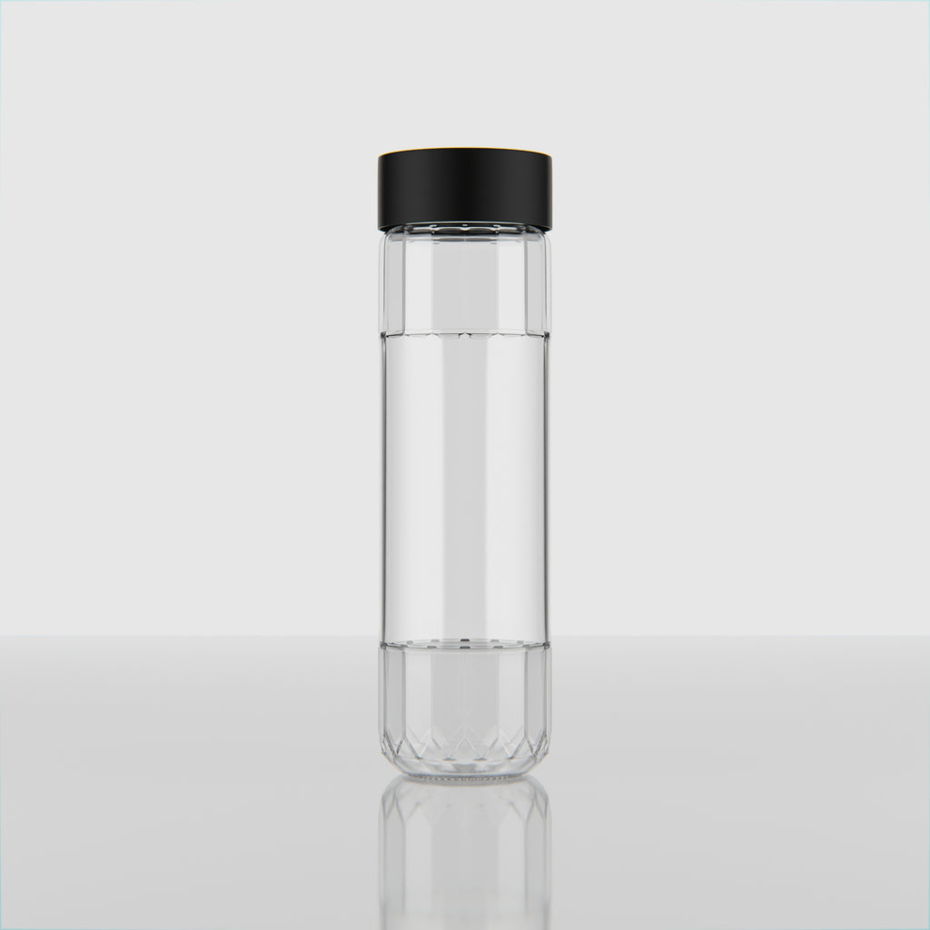 750 ML Crystal Glass Water Bottle with Steel & Black Cap