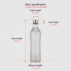 750 ML Curved Glass Water Bottle with Stainless Steel Cap