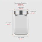 800 ML Cubical Glass Storage Jars