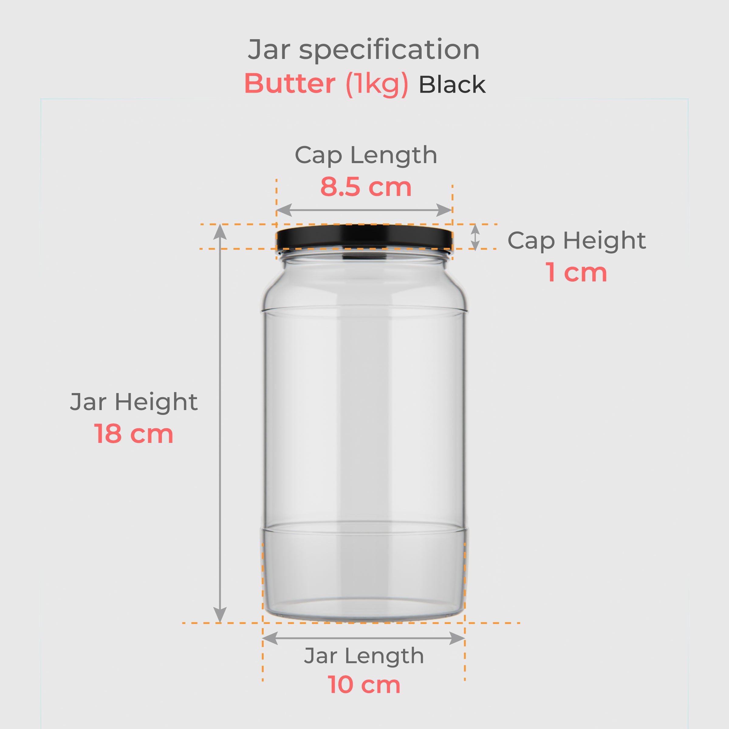 1 KG Butter Glass Jar with Black & Golden Lid