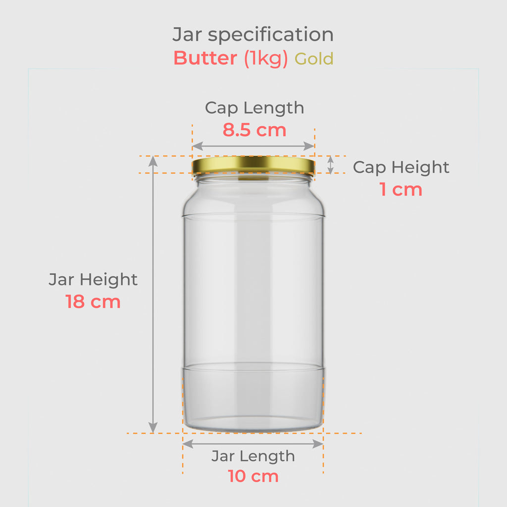 1 KG Butter Glass Jar with Black & Golden Lid