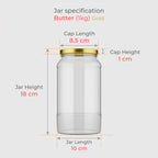 1 KG Butter Glass Jar with Black & Golden Lid
