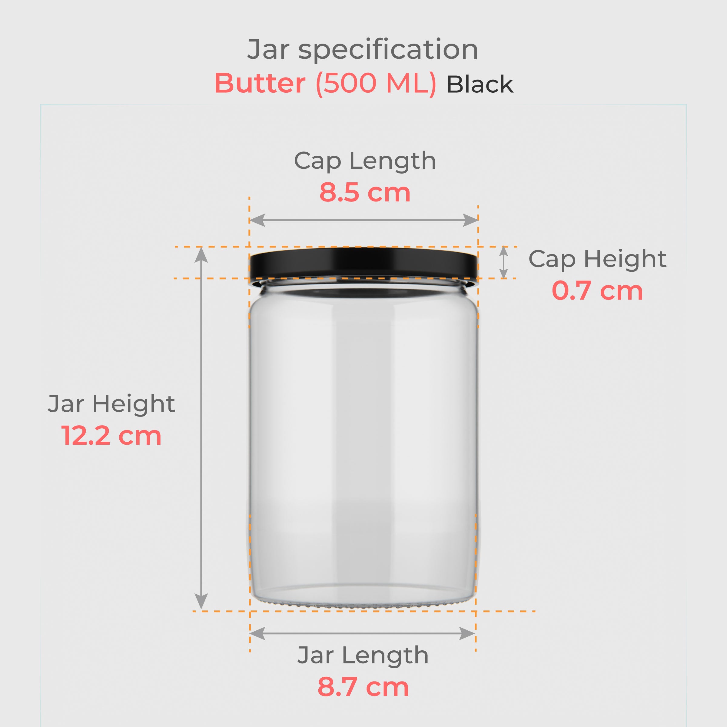 500 ML Butter Glass Jar with Black & Gold Cap
