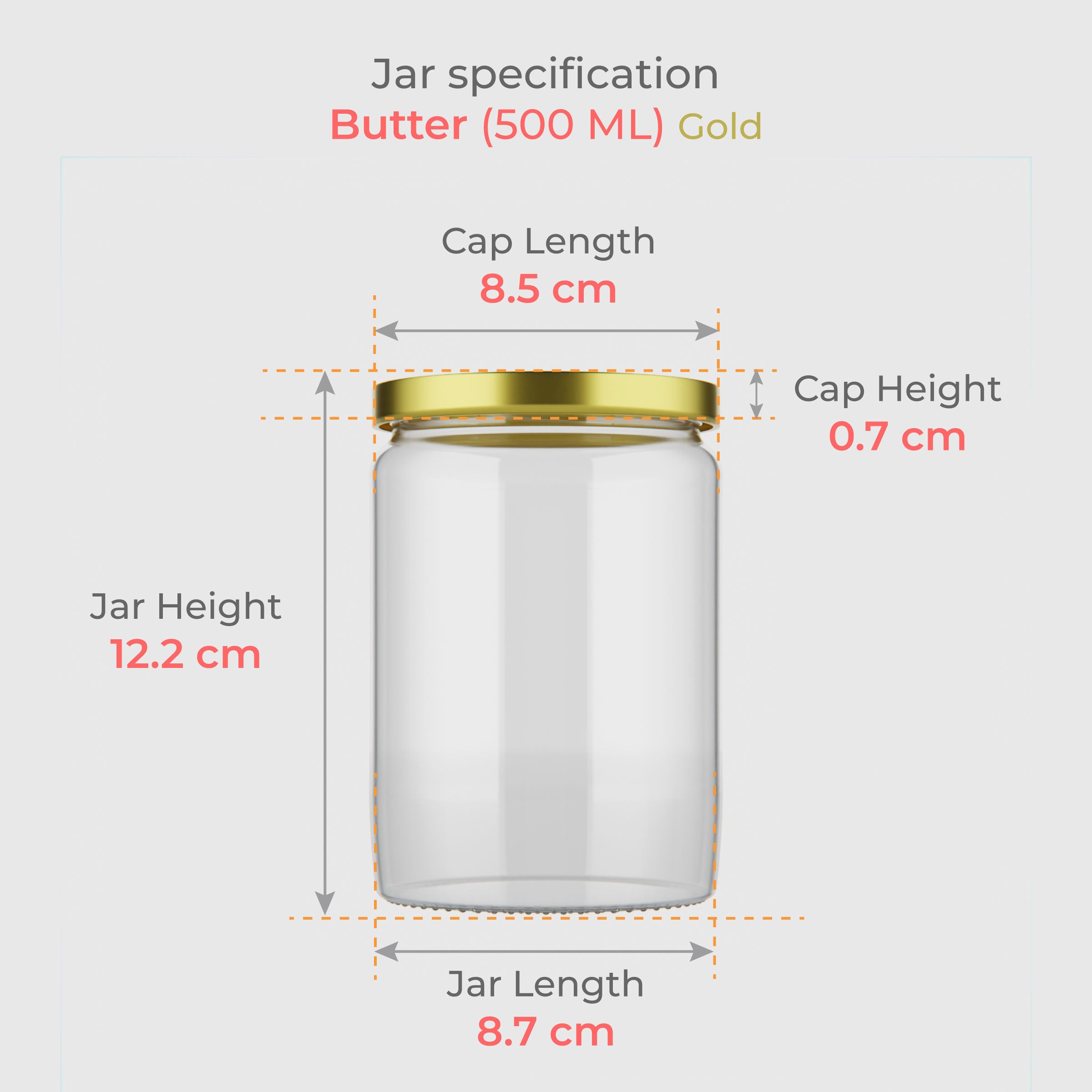 500 ML Butter Glass Jar with Black & Gold Cap