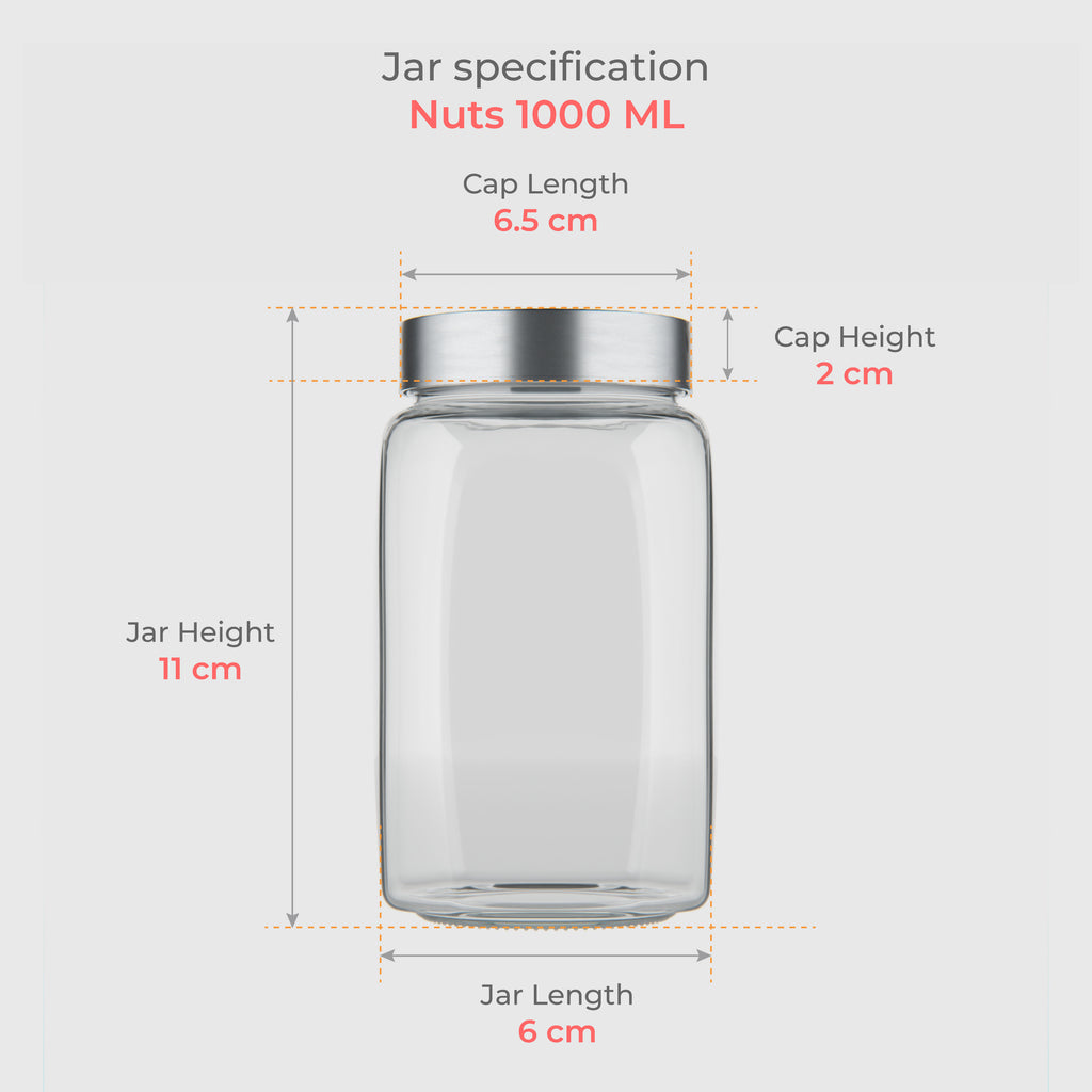 1000 ML Glass Storage Jars with Steel Lid