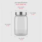 1000 ML Glass Storage Jars with Steel Lid