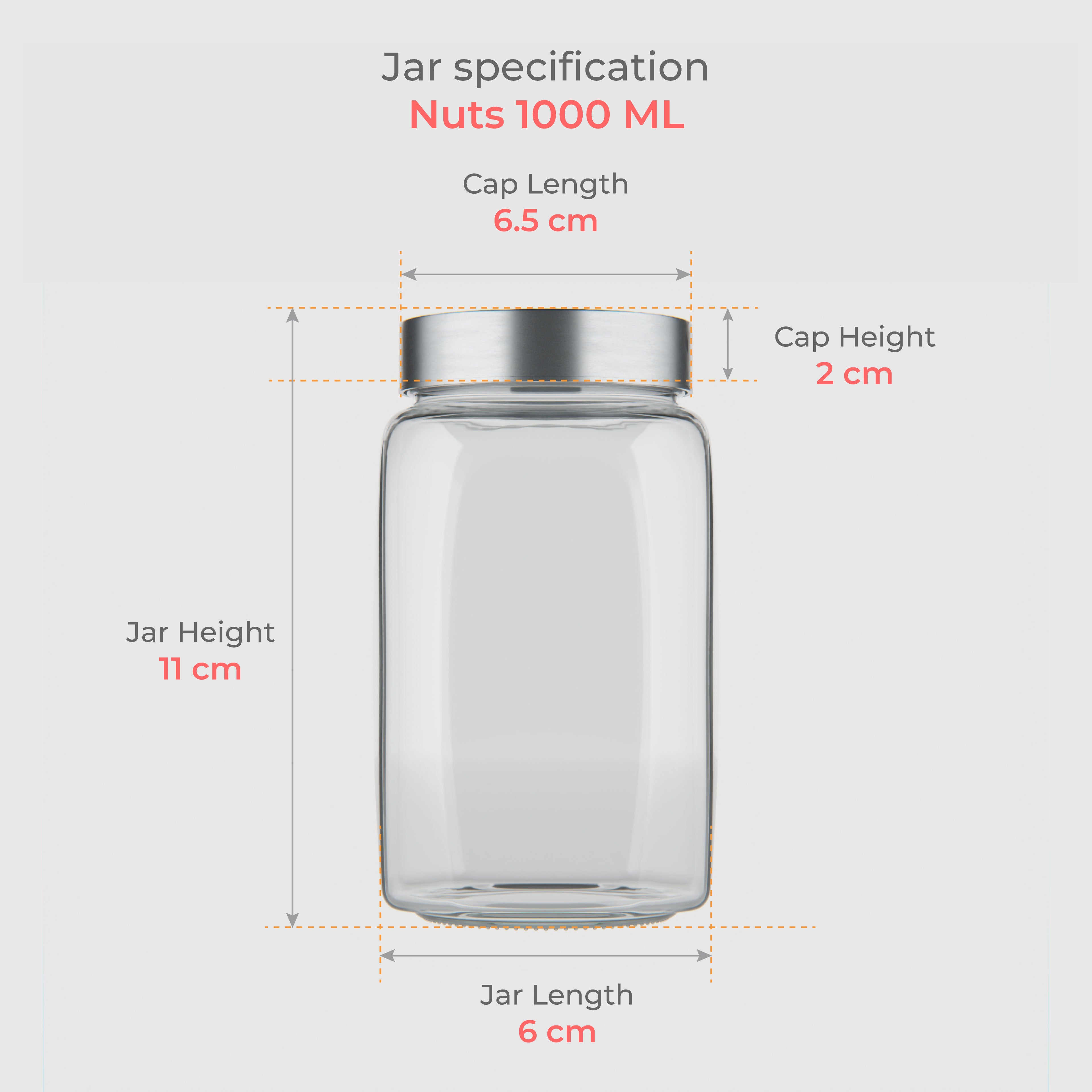 1000 ML Glass Storage Jars with Steel Lid