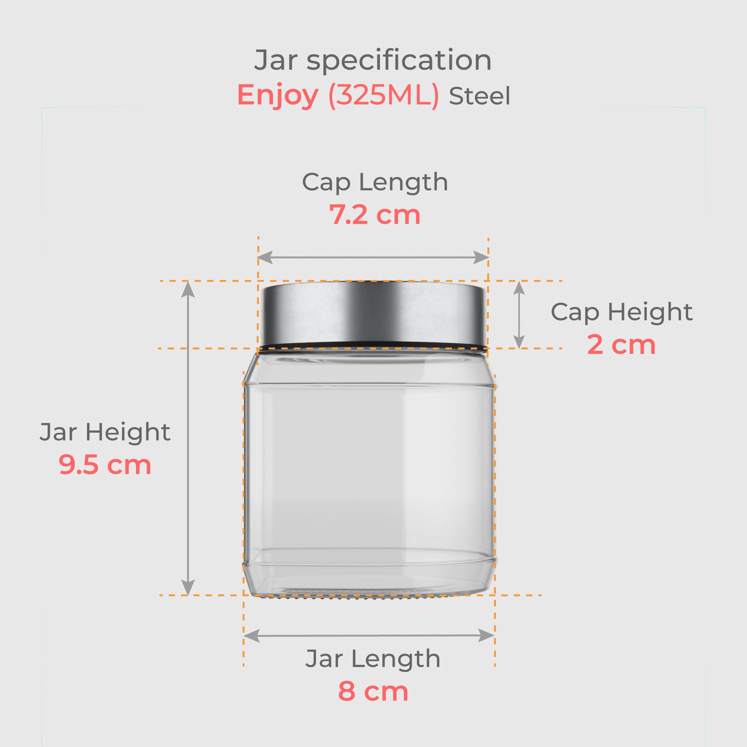 325 ML Enjoy Glass Jar with Red & Steel Airtight Cap