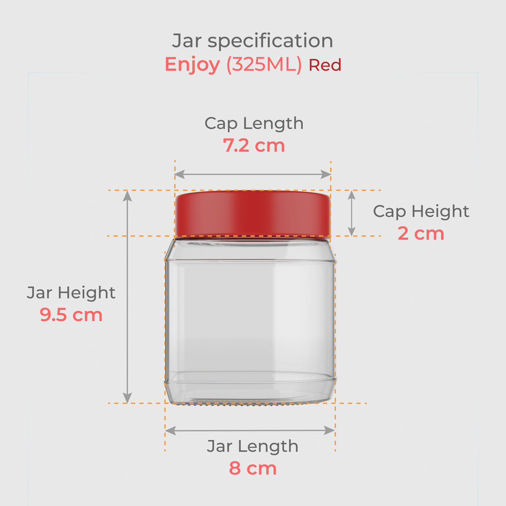 325 ML Enjoy Glass Jar with Red & Steel Airtight Cap