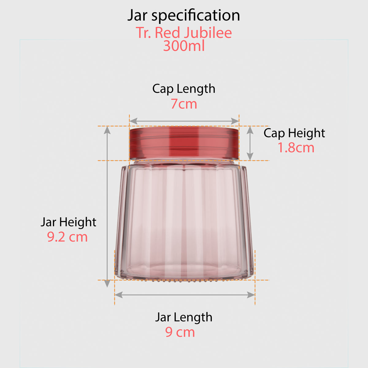 300 ML Jubilee Transparent Red Glass Jar