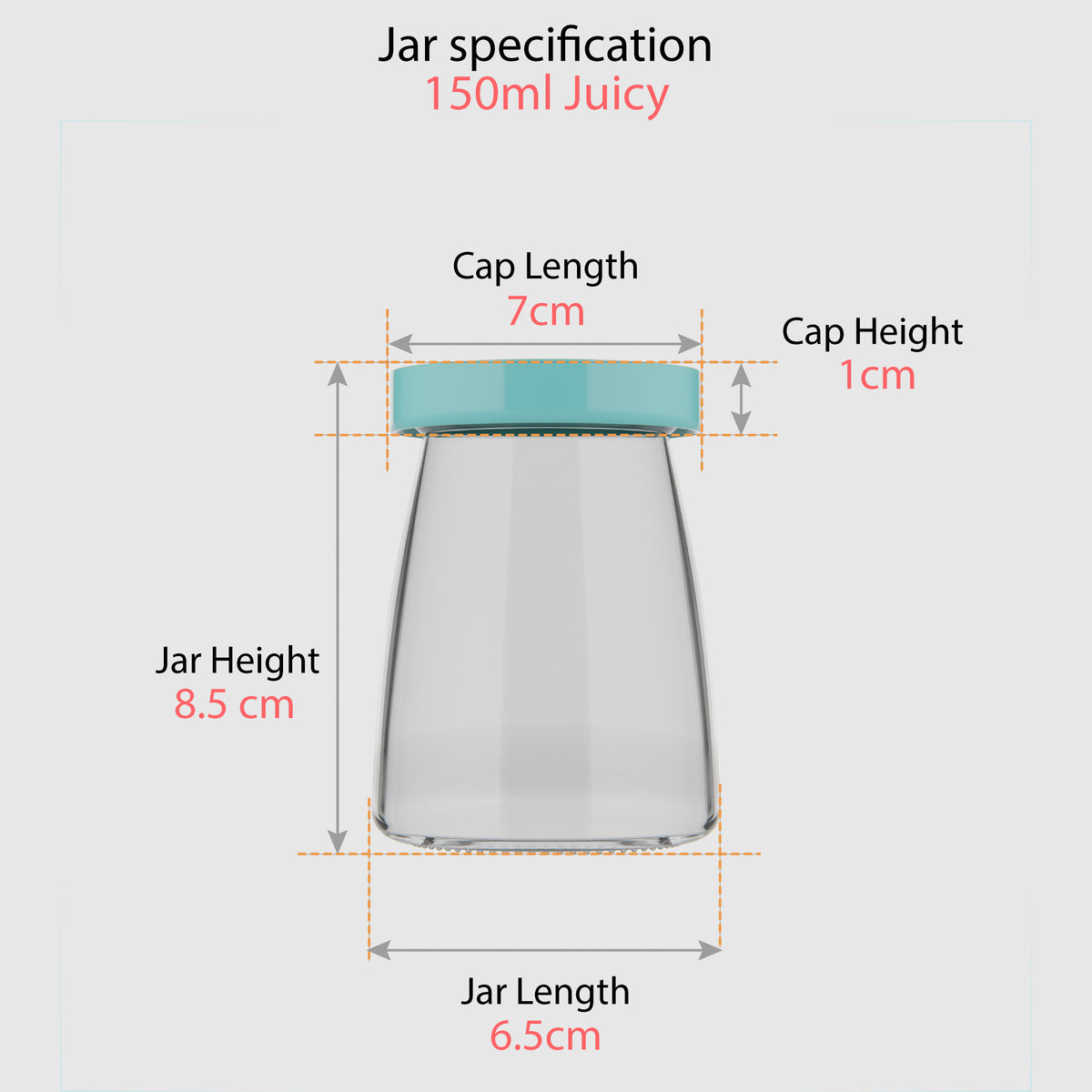 150 ML JUICY Glass Storage Jar with Blue Lid