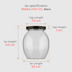 500 ML Matka Glass Jar with Black Airtight Cap