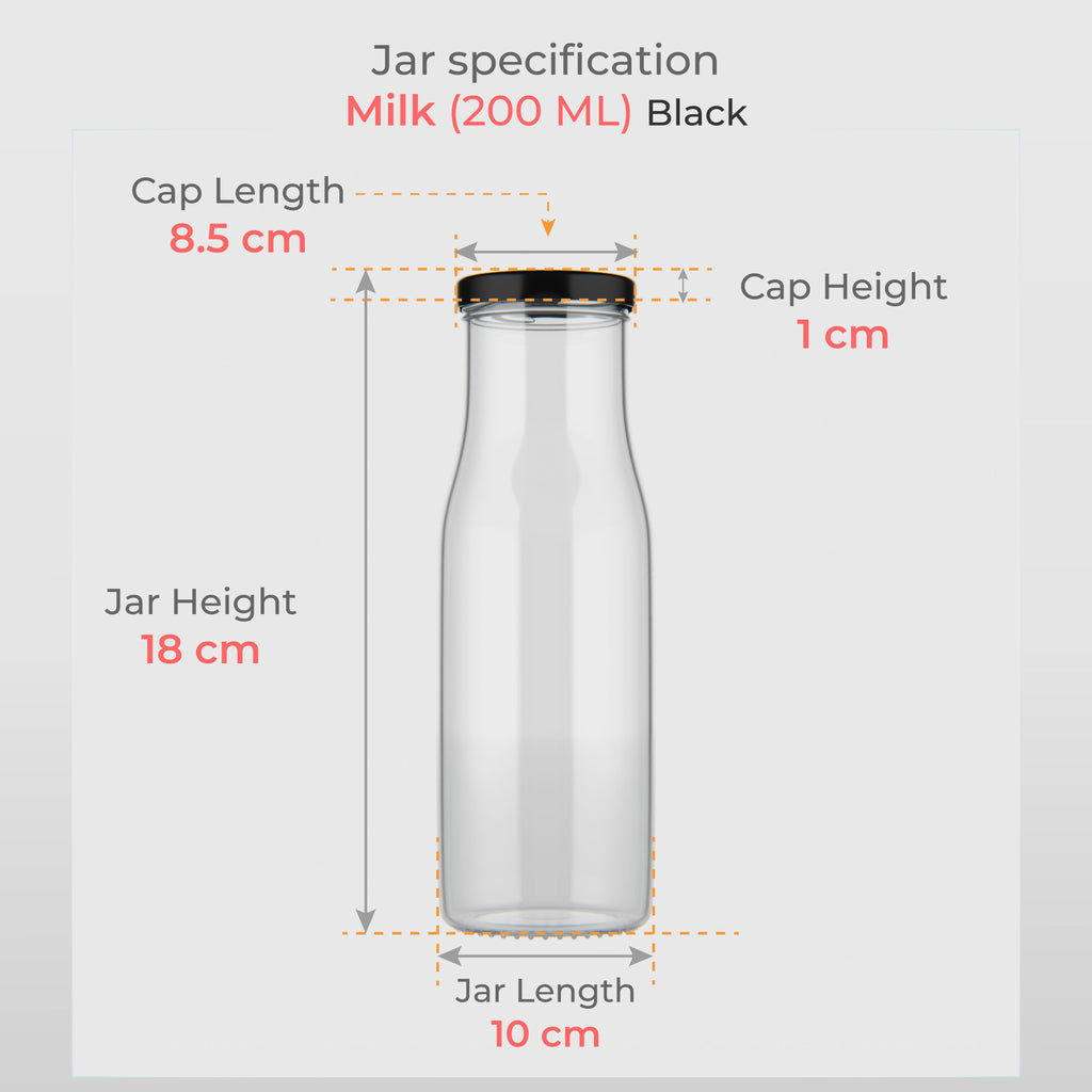 200 ML Milk Glass Bottle with Black, Gold & RX Cap