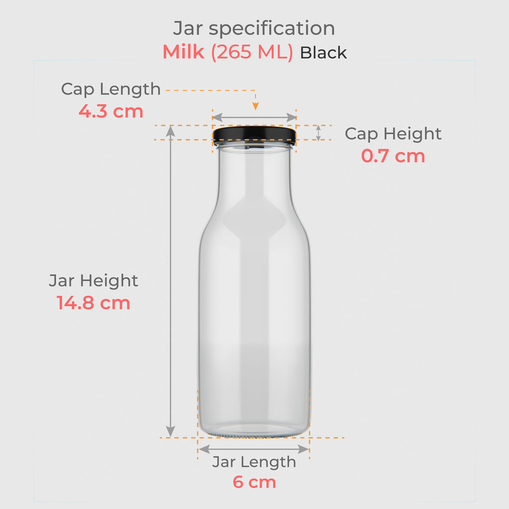 265 ML Milk Glass Bottle with Black, Gold & RX Cap