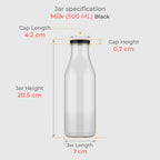 500 ML Milk Glass Bottle with Black Cap