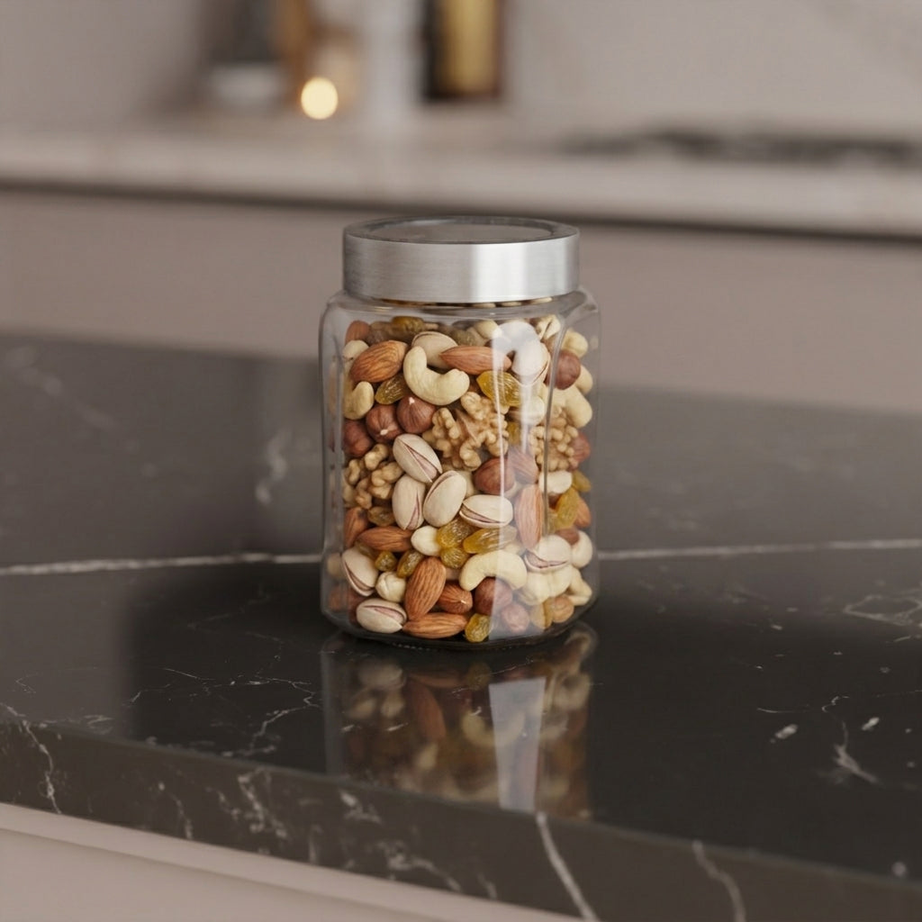 800 ML Glass Storage Jar with Stainless Steel Lid