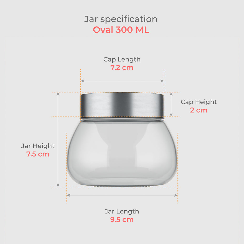 300 ML Oval Glass Jar with Steel Lid
