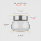 300 ML Oval Glass Jar with Steel Lid