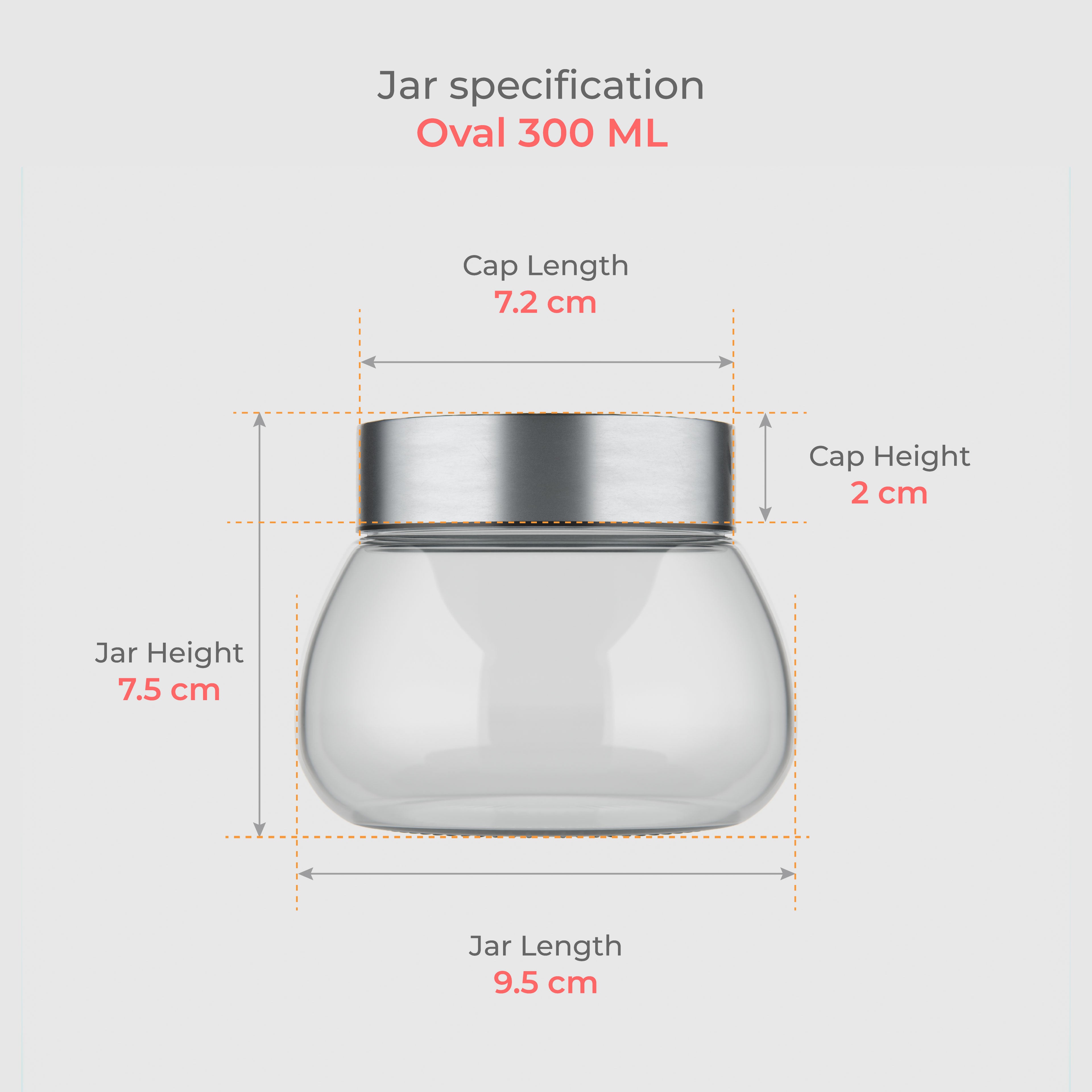 300 ML Oval Glass Jar with Steel Lid
