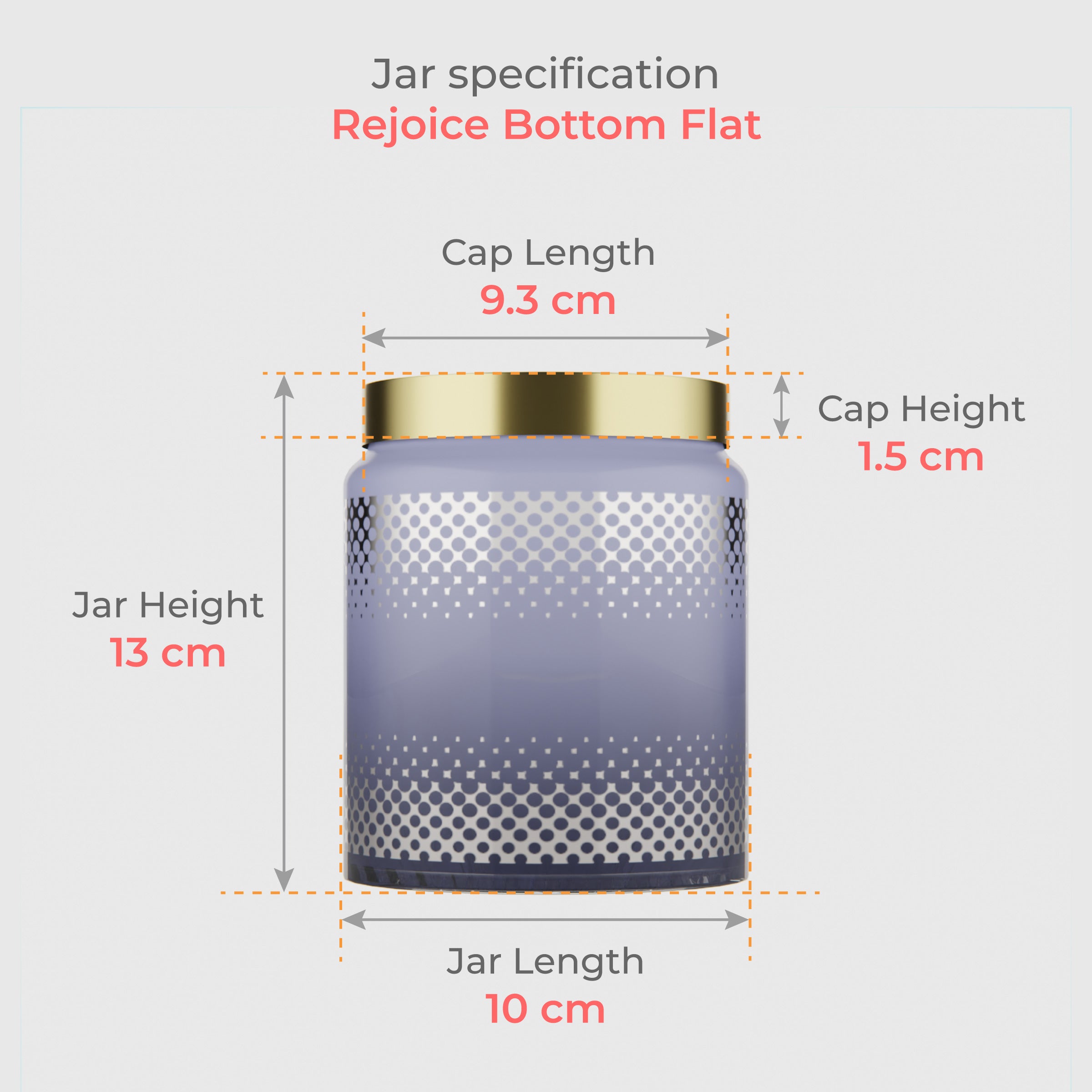 770 ML Rejoice Top Purple Clear Bottom Dot Jar