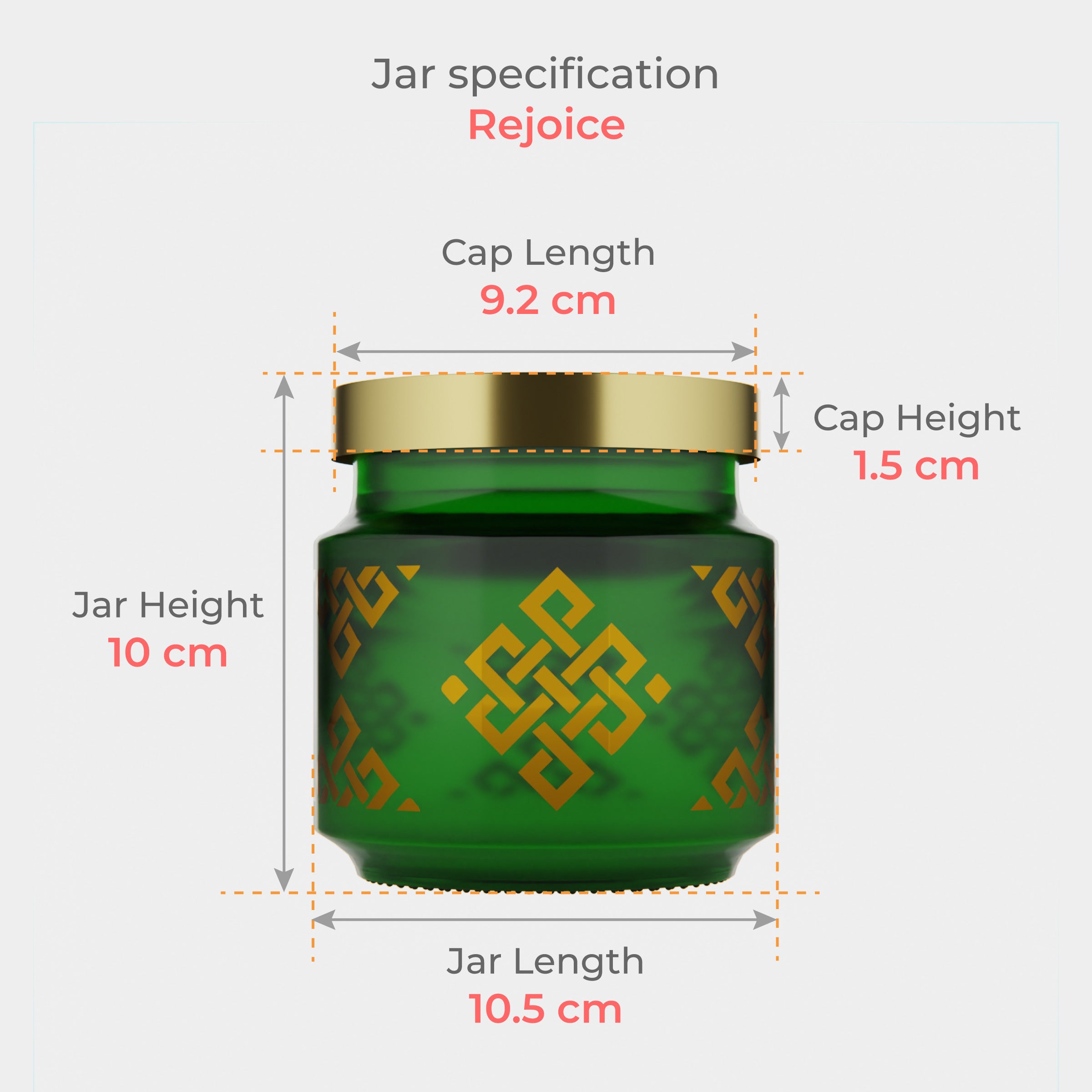 600 ML Rejoice Green Chex Jar