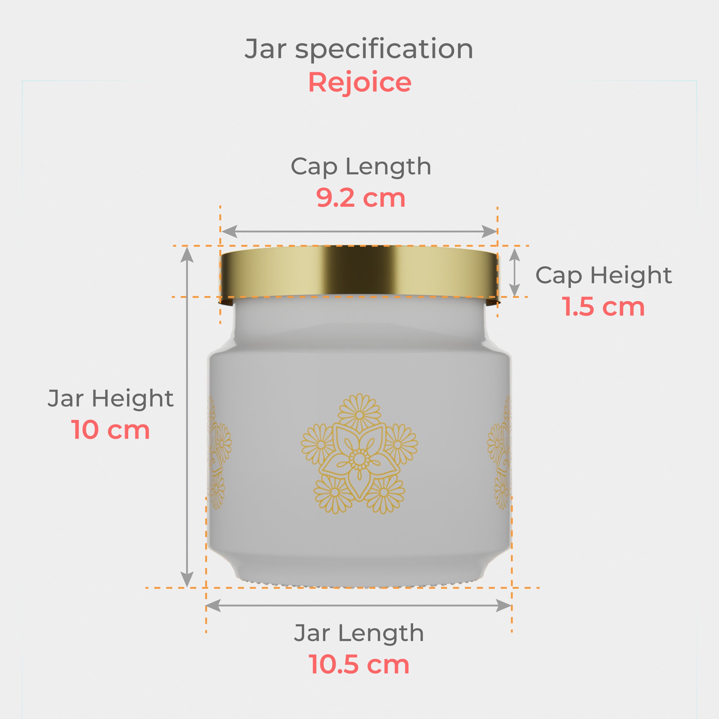 600 ML Rejoice White Marrygold Jar