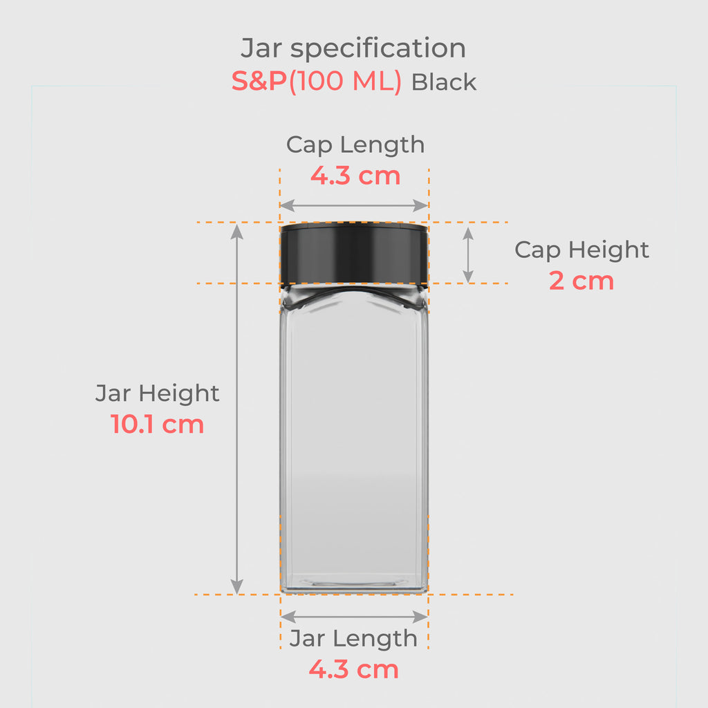 100 ML Salt & Pepper Shaker with Black & Red Cap