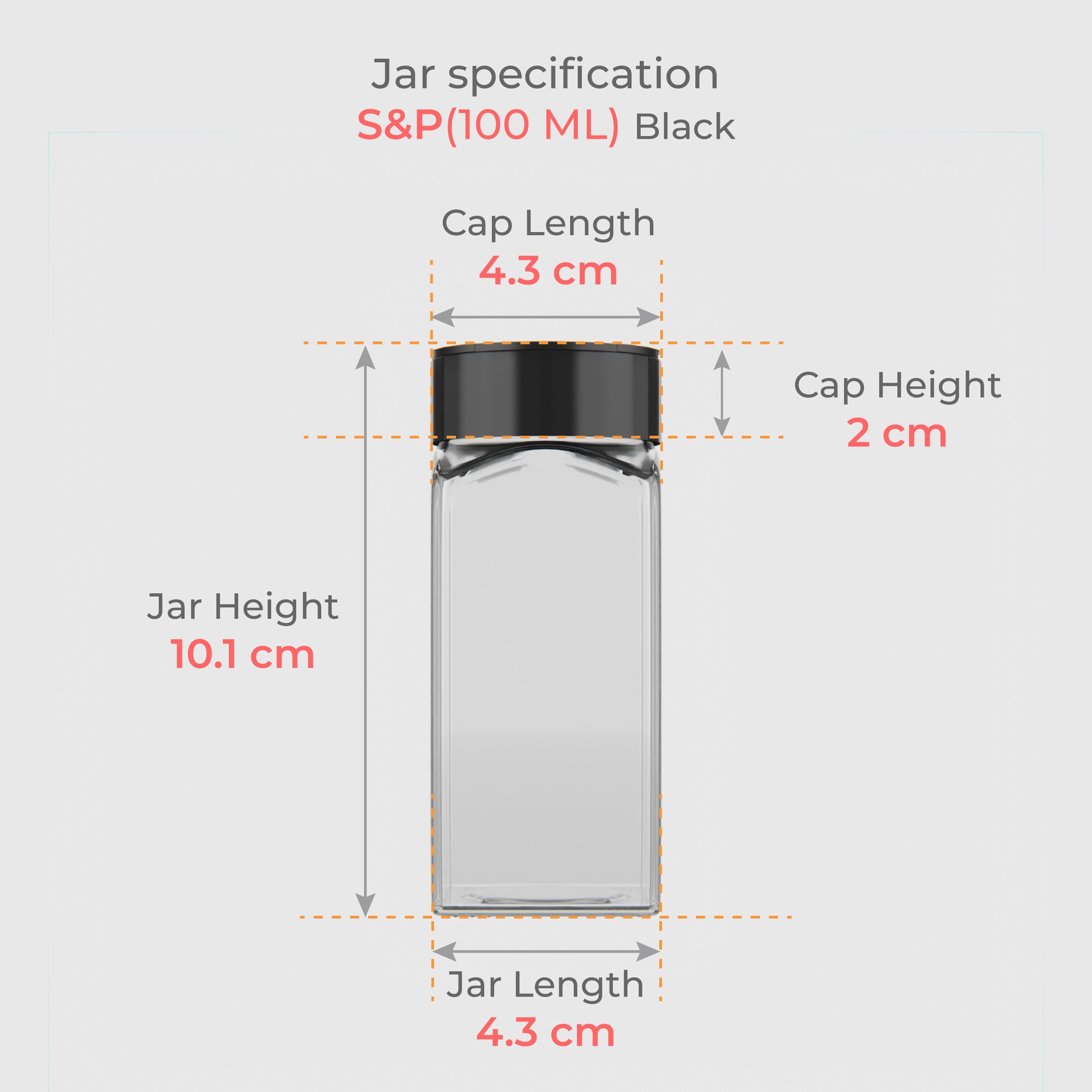 100 ML Salt & Pepper Shaker with Black & Red Cap