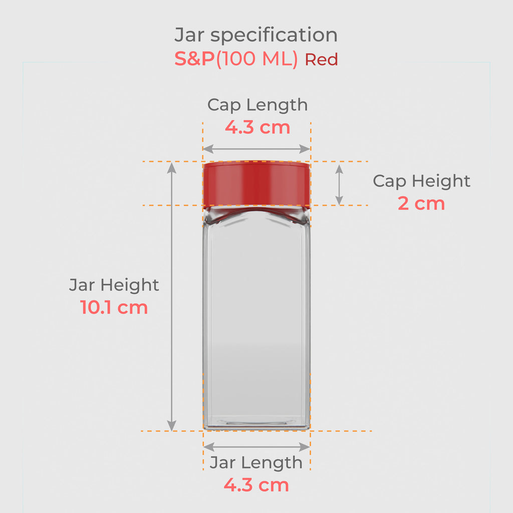 100 ML Salt & Pepper Shaker with Black & Red Cap