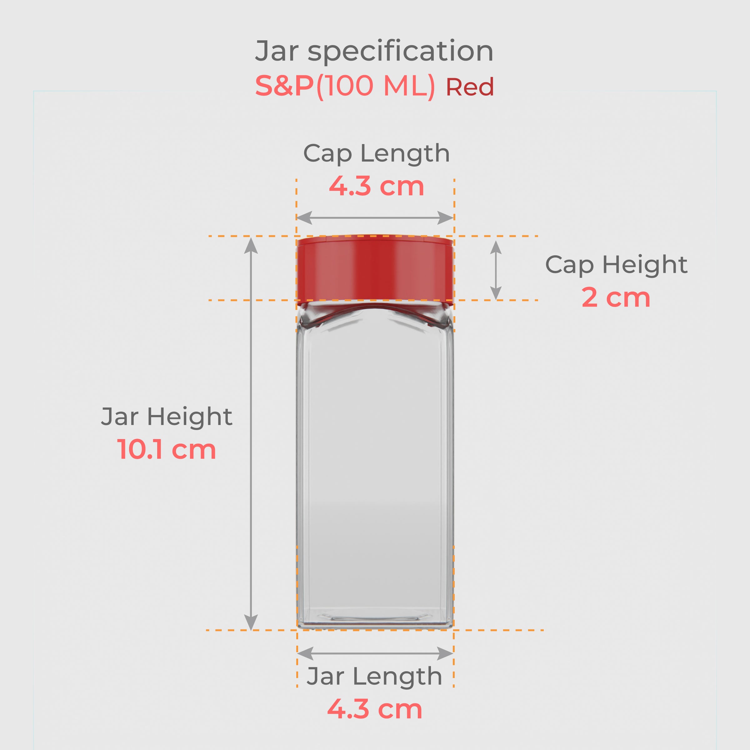 100 ML Salt & Pepper Shaker with Black & Red Cap