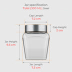 300 ML Tulsi Design Glass Jar with Red & Steel Airtight Cap
